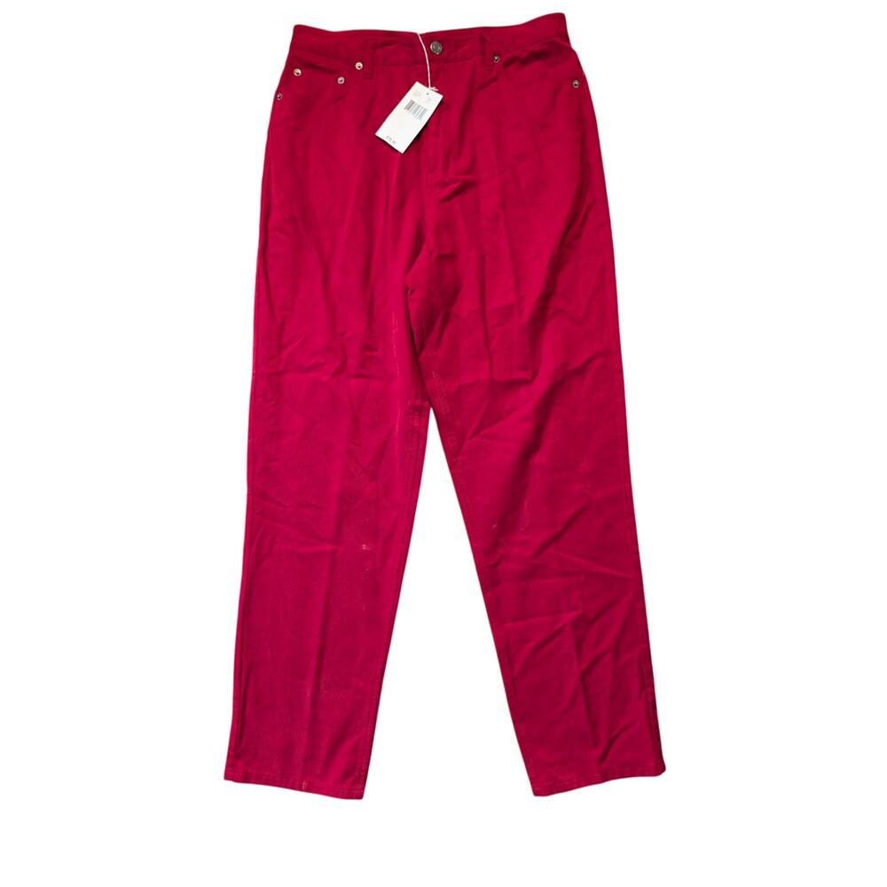 Cambridge Dry Goods Women's Red Cotton Blend Mid Rise Straight Leg Jeans Size 12